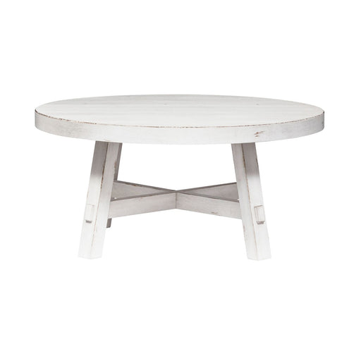 Modern Farmhouse Splay Leg Round Cocktail in Flea Market White - Discount Furniture World (Burlington,NC)