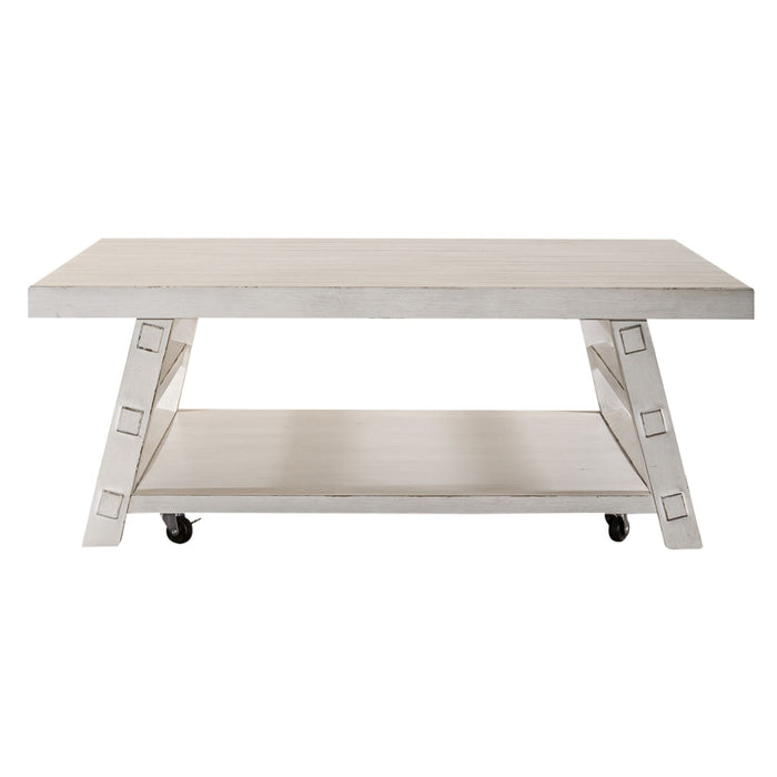 Modern Farmhouse Oversized Square Cocktail Table - Discount Furniture World (Burlington,NC)