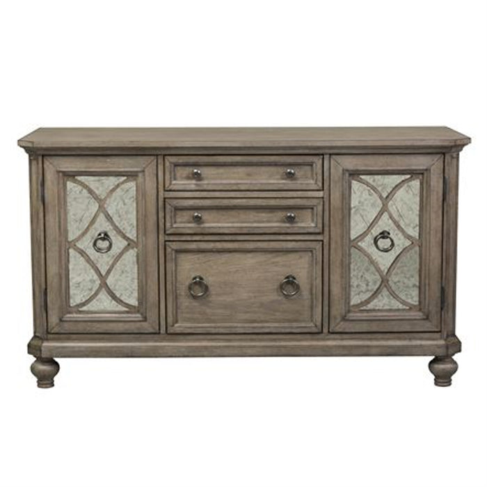 Liberty Simply Elegant Credenza with Hutch in Heathered Taupe