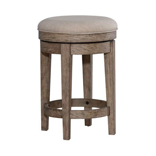City Scape Upholstered Swivel Console Stool in White Oak Veneers - Discount Furniture World (Burlington,NC)