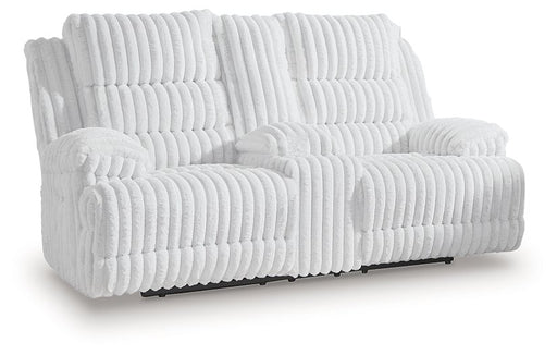 Rhines Falls Power Reclining Loveseat with Console - Discount Furniture World (Burlington,NC)