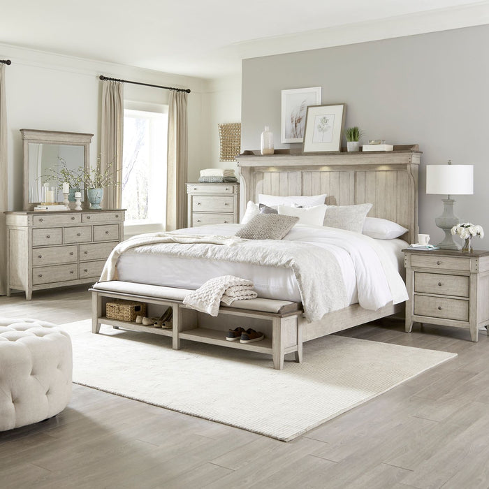 Ivy Hollow Queen Mantle Storage Bed, Dresser & Mirror, Chest, Night Stand image