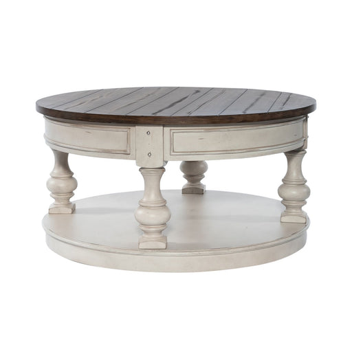 Morgan Creek Round Cocktail Table in Antique White - Discount Furniture World (Burlington,NC)