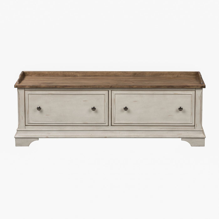 Morgan Creek Storage Hall Bench in Antique White - Discount Furniture World (Burlington,NC)