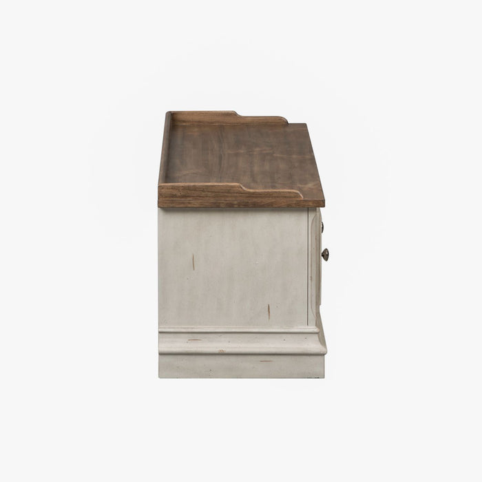 Morgan Creek Storage Hall Bench in Antique White - Discount Furniture World (Burlington,NC)