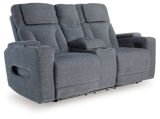 Studio Cave Power Reclining Loveseat with Console - Discount Furniture World (Burlington,NC)