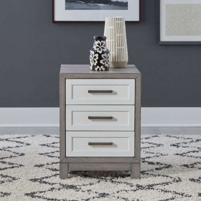 Liberty Furniture Palmetto Heights 3 Drawer Chairside Table in Shell White & Driftwood