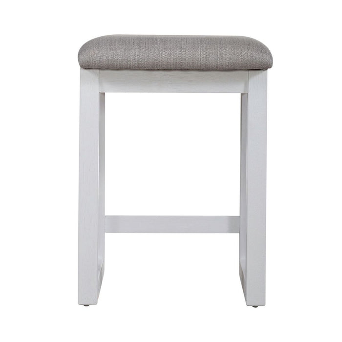 Liberty Furniture Palmetto Heights Upholstered Swivel Stool in Shell White & Driftwood