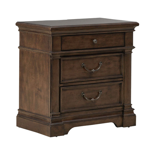 Arden Road Nightstand with Charging Station in Satin Cherry - Discount Furniture World (Burlington,NC)