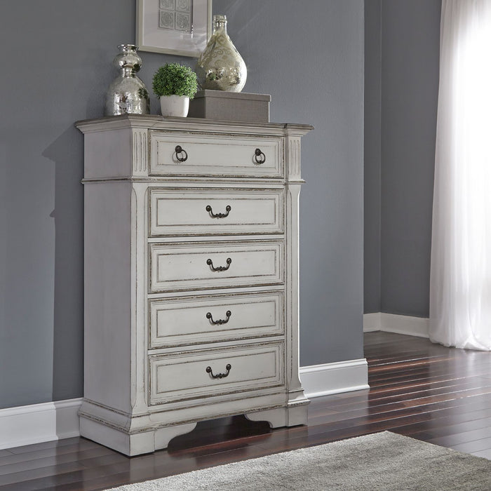 Abbey Park King California Sleigh Bed, Dresser & Mirror, Chest, Night Stand - Discount Furniture World (Burlington,NC)