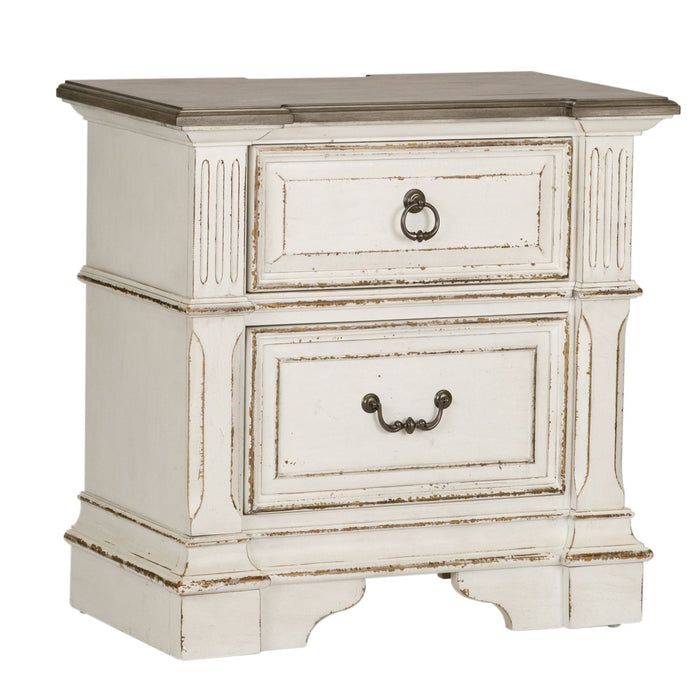 Abbey Park Queen Uph Sleigh Bed, Dresser & Mirror, Chest, Night Stand - Discount Furniture World (Burlington,NC)