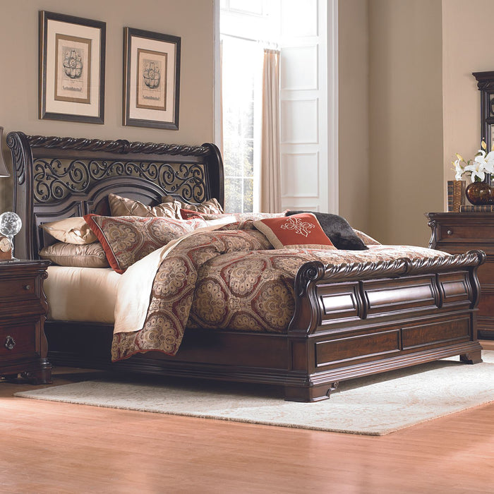 Arbor Place King Sleigh Bed, Dresser & Mirror, Night Stand - Discount Furniture World (Burlington,NC)
