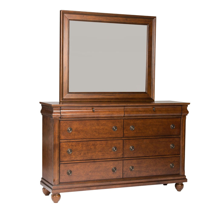 Rustic Traditions King California Sleigh Bed, Dresser & Mirror, Chest - Discount Furniture World (Burlington,NC)