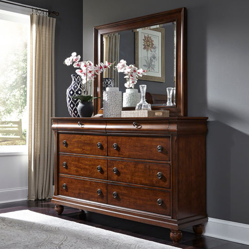 Rustic Traditions King Sleigh Bed, Dresser & Mirror - Discount Furniture World (Burlington,NC)