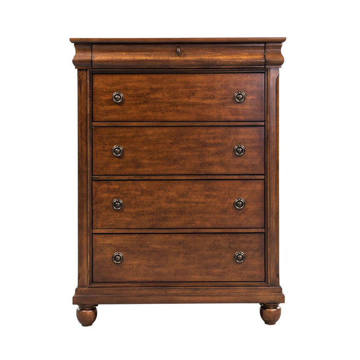 Rustic Traditions Queen Sleigh Bed, Dresser & Mirror, Chest - Discount Furniture World (Burlington,NC)