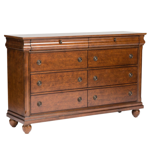 Rustic Traditions 8 Drawer Dresser in Rustic Cherry - Discount Furniture World (Burlington,NC)
