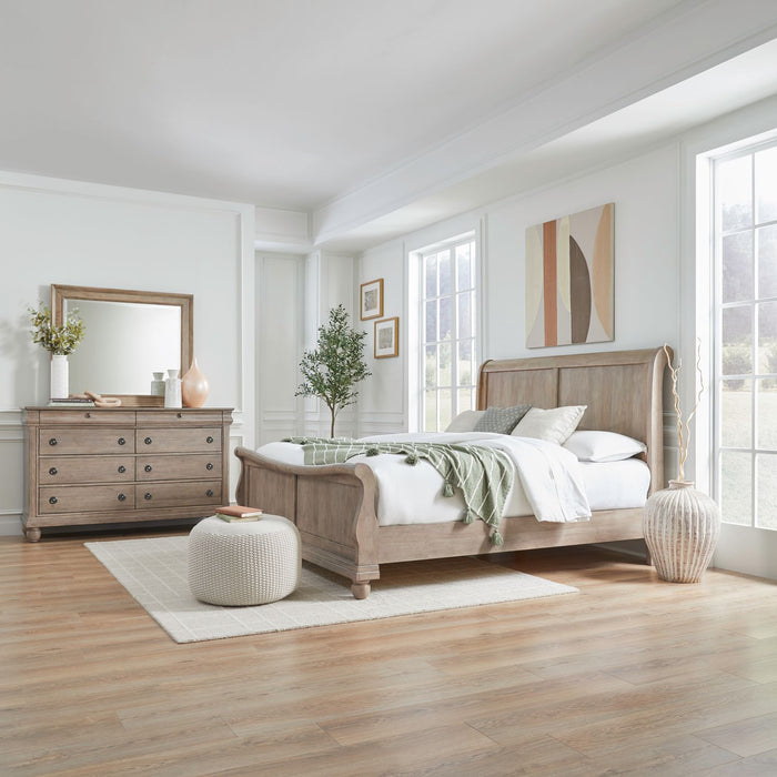 Rustic Traditions King California Sleigh Bed, Dresser & Mirror image