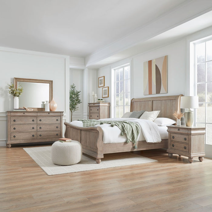 Rustic Traditions King California Sleigh Bed, Dresser & Mirror, Chest, Night Stand image