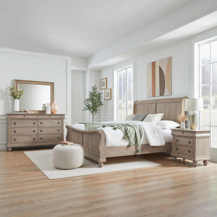 Rustic Traditions King California Sleigh Bed, Dresser & Mirror, Night Stand image