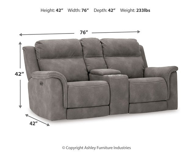 Next-Gen DuraPella Power Reclining Loveseat with Console - Discount Furniture World (Burlington,NC)