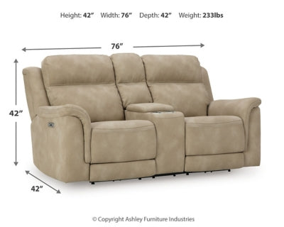 Next-Gen DuraPella Power Reclining Loveseat with Console - Discount Furniture World (Burlington,NC)