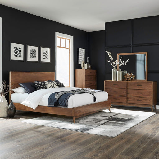 Century Modern Queen Platform Bed, Dresser & Mirror, Chest image