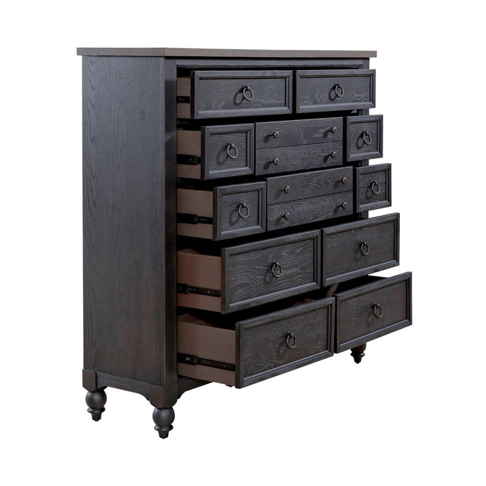 Americana Farmhouse 12 Drawer Chesser in Black - Discount Furniture World (Burlington,NC)
