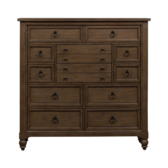 Americana Farmhouse 12 Drawer Chesser in Dusty Taupe and Black - Discount Furniture World (Burlington,NC)