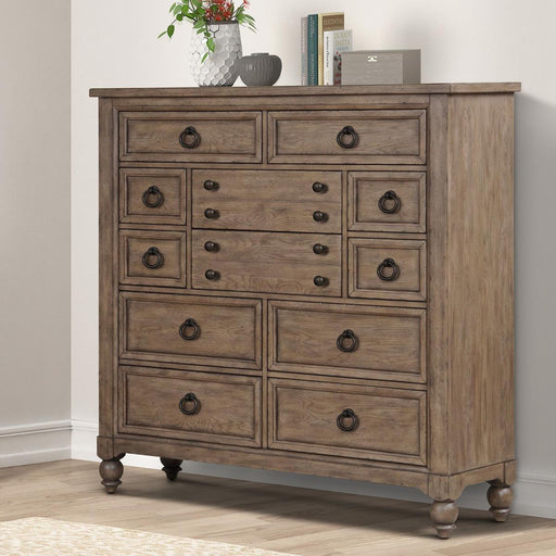 Liberty Furniture Americana Farmhouse 12 Drawer Chesser in Dusty Taupe and Black image