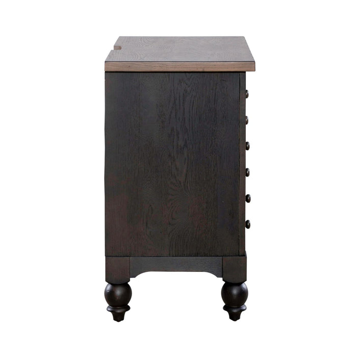 Americana Farmhouse 6 Drawer Bedside Chest in Black - Discount Furniture World (Burlington,NC)