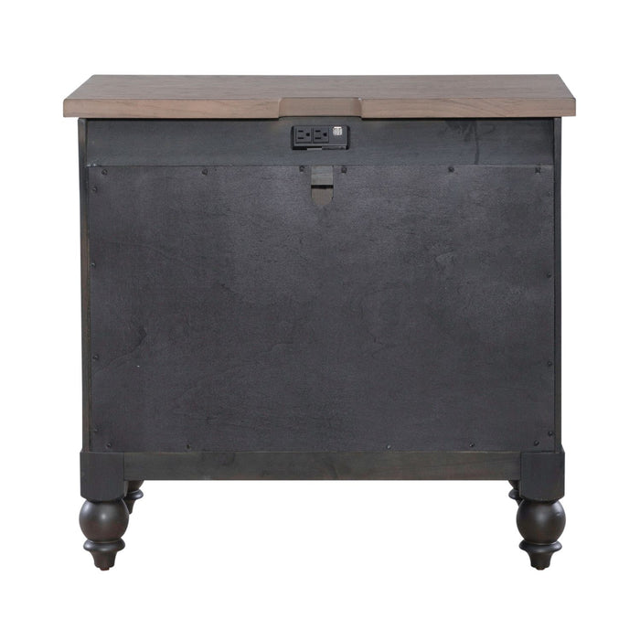 Americana Farmhouse 6 Drawer Bedside Chest in Black - Discount Furniture World (Burlington,NC)