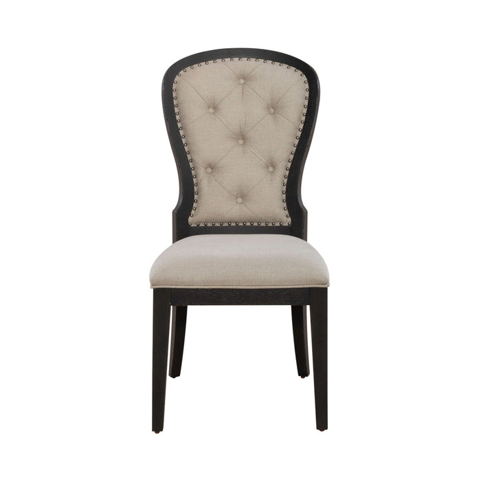 Americana Farmhouse Uph Tufted Back Side Chair - Black - Discount Furniture World (Burlington,NC)