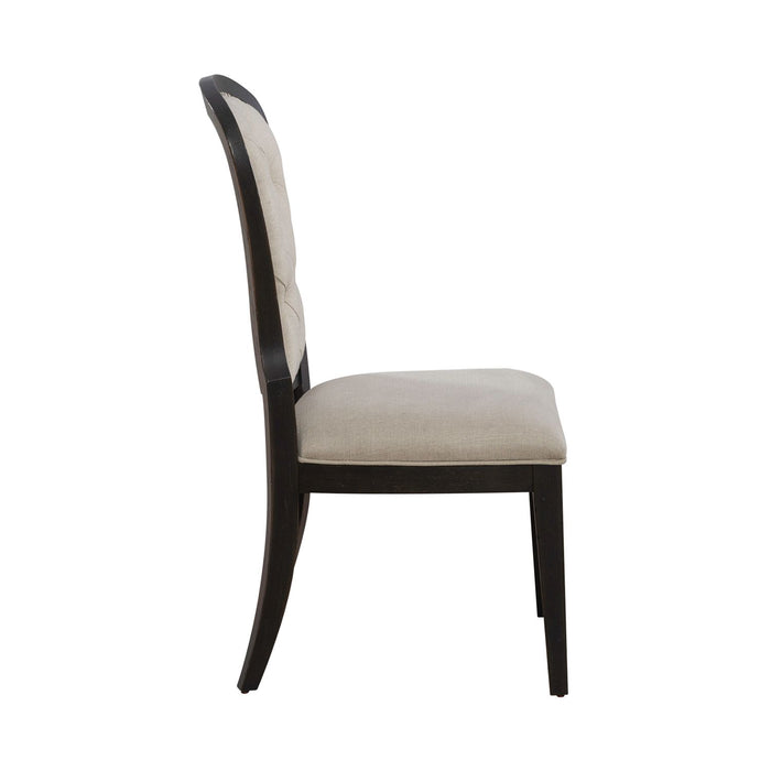 Americana Farmhouse Uph Tufted Back Side Chair - Black - Discount Furniture World (Burlington,NC)