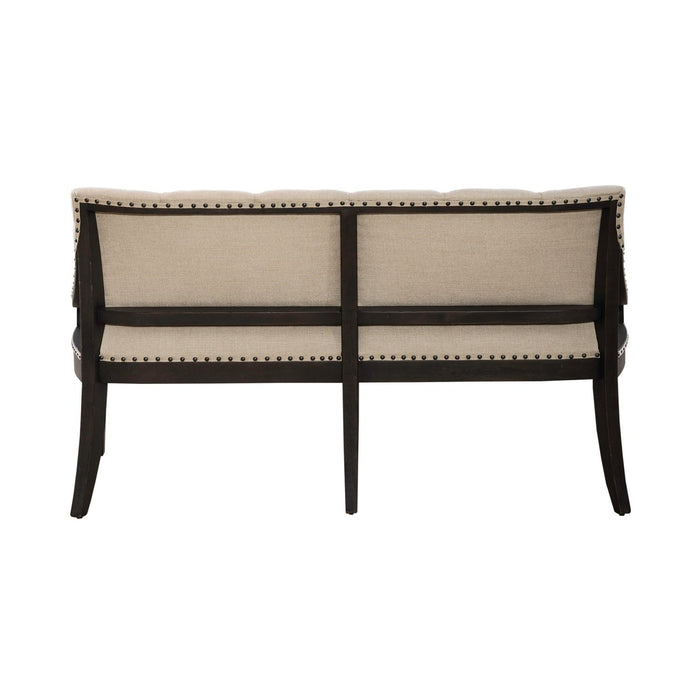 Americana Farmhouse Uph Shelter Dining Bench in Dusty Taupe & Black - Discount Furniture World (Burlington,NC)