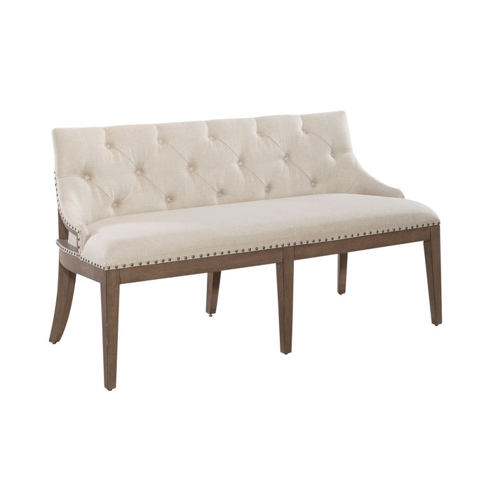 Americana Farmhouse Uph Shelter Dining Bench in Dusty Taupe & Black - Discount Furniture World (Burlington,NC)