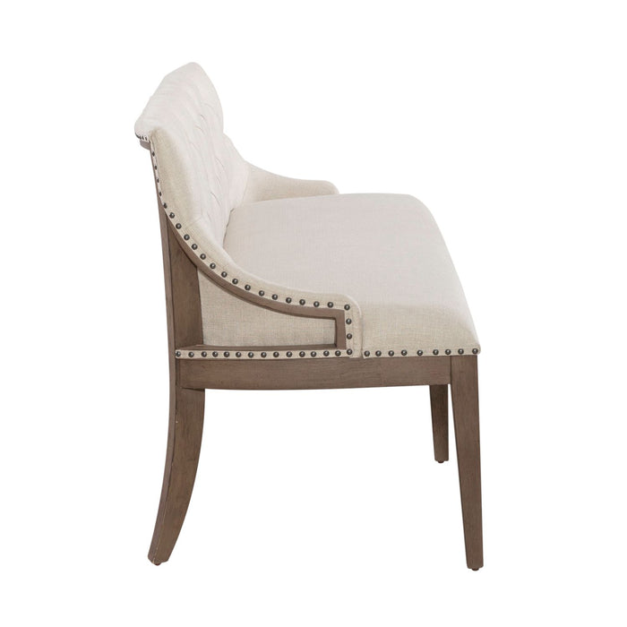 Americana Farmhouse Uph Shelter Dining Bench in Dusty Taupe & Black - Discount Furniture World (Burlington,NC)