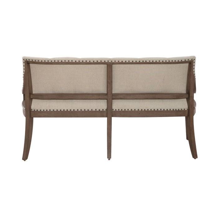 Americana Farmhouse Uph Shelter Dining Bench in Dusty Taupe & Black - Discount Furniture World (Burlington,NC)