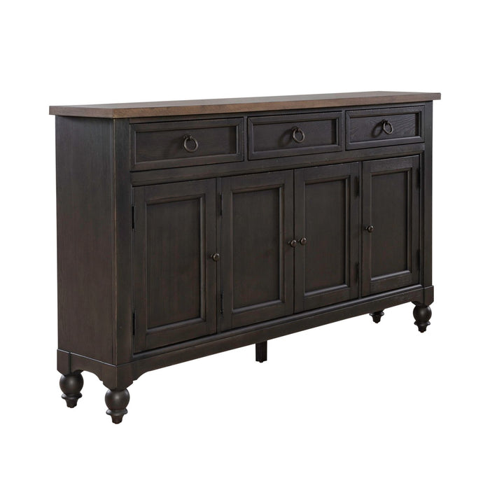 Americana Farmhouse Hall Buffet in Dusty Taupe & Black - Discount Furniture World (Burlington,NC)