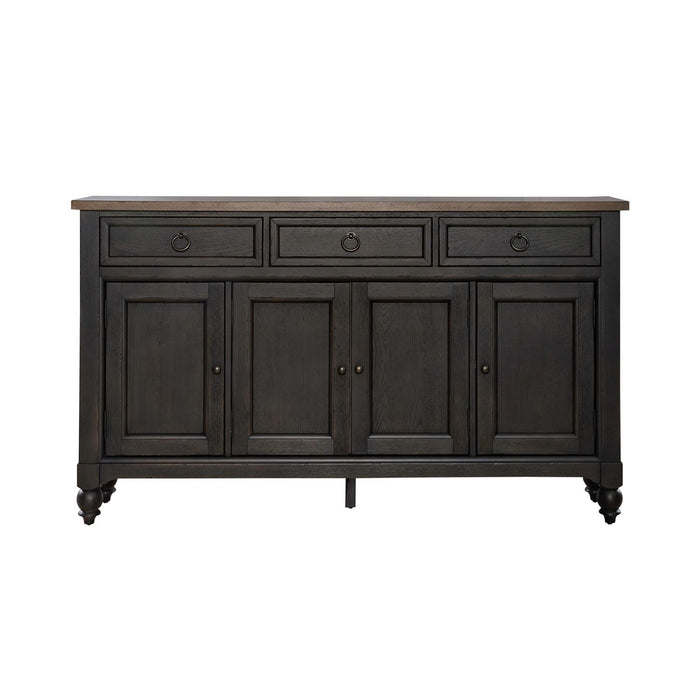 Americana Farmhouse Hall Buffet in Dusty Taupe & Black - Discount Furniture World (Burlington,NC)