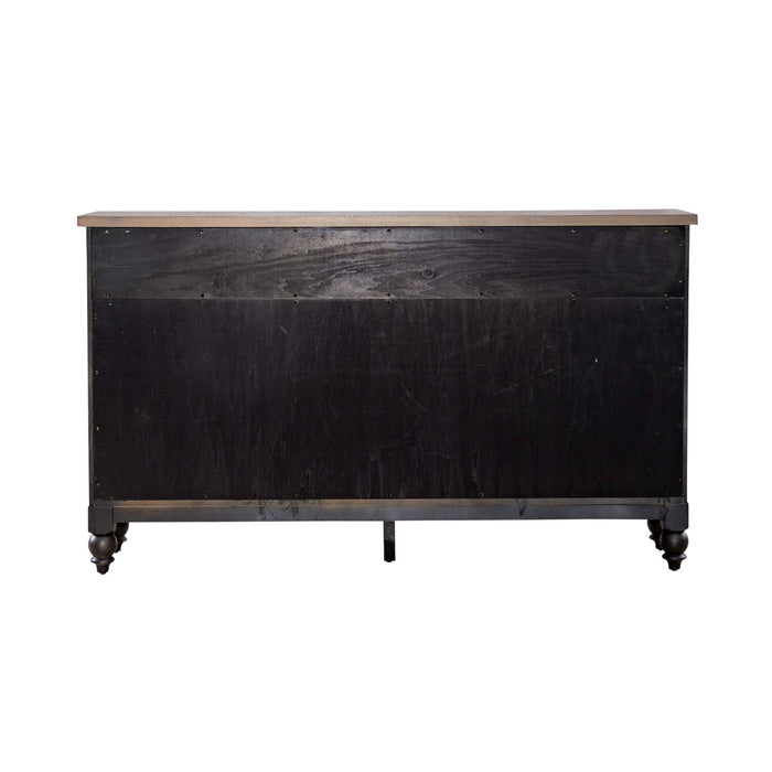 Americana Farmhouse Hall Buffet in Dusty Taupe & Black - Discount Furniture World (Burlington,NC)