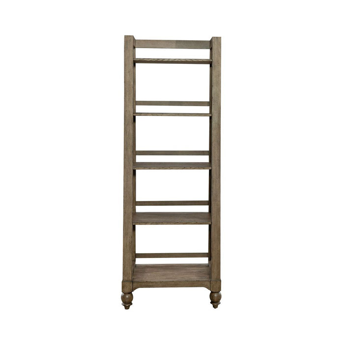 Liberty Furniture Americana Farmhouse Leaning Pier Bookcase in Dusty Taupe