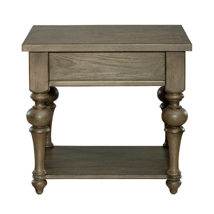Americana Farmhouse End Table in Dusty Taupe - Discount Furniture World (Burlington,NC)