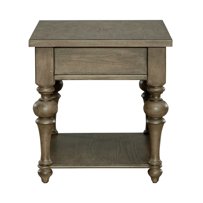 Americana Farmhouse End Table in Dusty Taupe - Discount Furniture World (Burlington,NC)