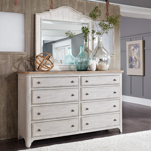 Farmhouse Reimagined Queen Poster Bed, Dresser & Mirror - Discount Furniture World (Burlington,NC)