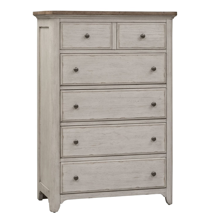 Farmhouse Reimagined Drawer Chest in Antique White - Discount Furniture World (Burlington,NC)