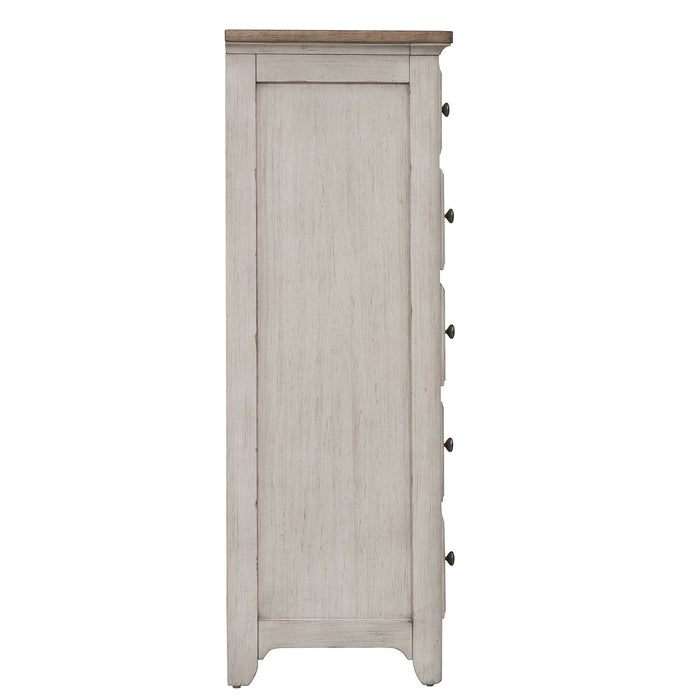 Farmhouse Reimagined Drawer Chest in Antique White - Discount Furniture World (Burlington,NC)