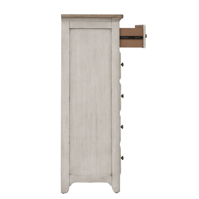 Farmhouse Reimagined Drawer Chest in Antique White - Discount Furniture World (Burlington,NC)
