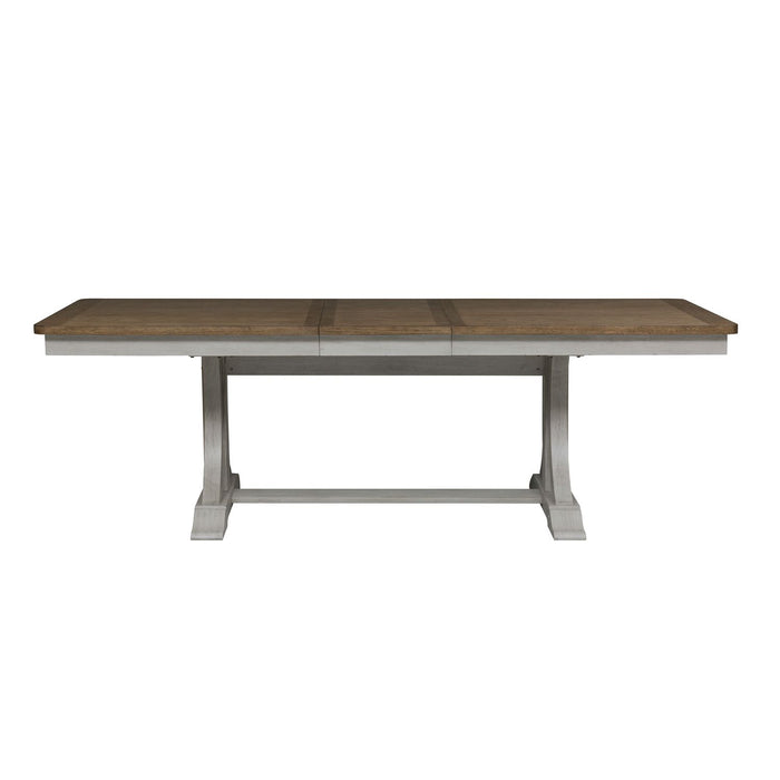 Farmhouse Reimagined 6 Piece Trestle Table Set - Discount Furniture World (Burlington,NC)