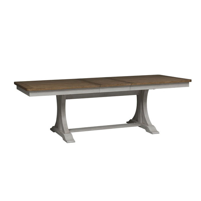 Farmhouse Reimagined 6 Piece Trestle Table Set - Discount Furniture World (Burlington,NC)