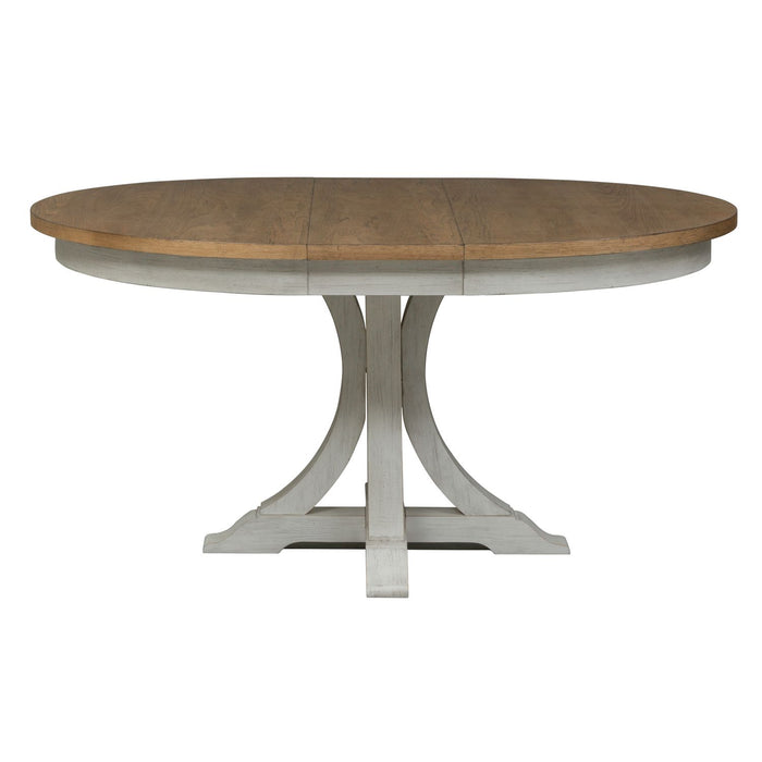 Farmhouse Reimagined Pedestal Table - Discount Furniture World (Burlington,NC)